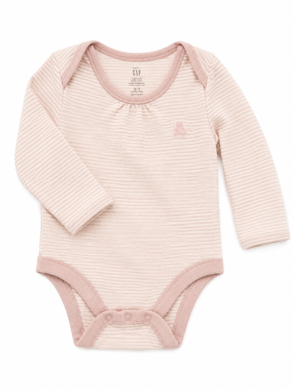 🌟 3/$15 Bundle Sale 🌟 GAP Organic cotton Pink Stripe Long-Sleeve Baby Bodysuit